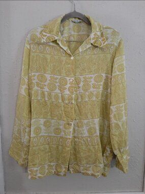 True vintage 1960s 70s Carole sue tulip flower power dagger collar button shirt